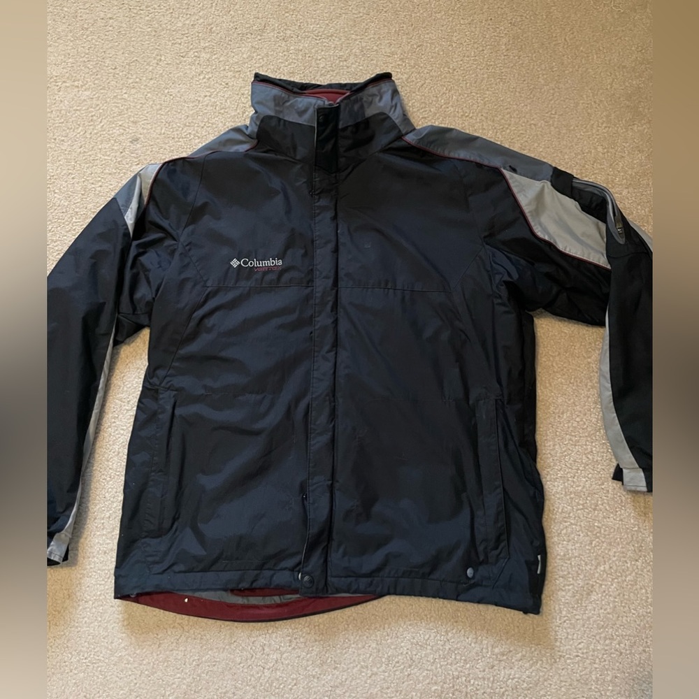 Columbia Vertex Core Heavy Jacket Maroon Black Full Zip Mens Size Medium